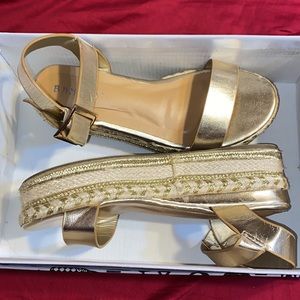 Gold platform sandals